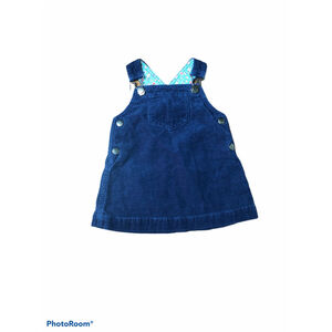 Mini Boden Blue Corduroy Jumper With Blue Floral Lining 3-6Mo